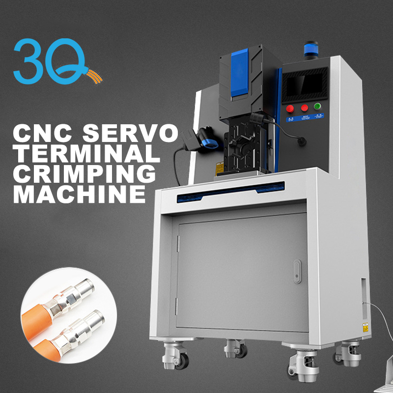 Máquina prensadora de terminales de doble cabezal totalmente automática
